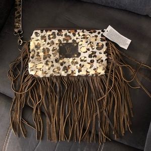 UPCYCLED AUTHENTIC LV PATCH FRINGE WRISTLET